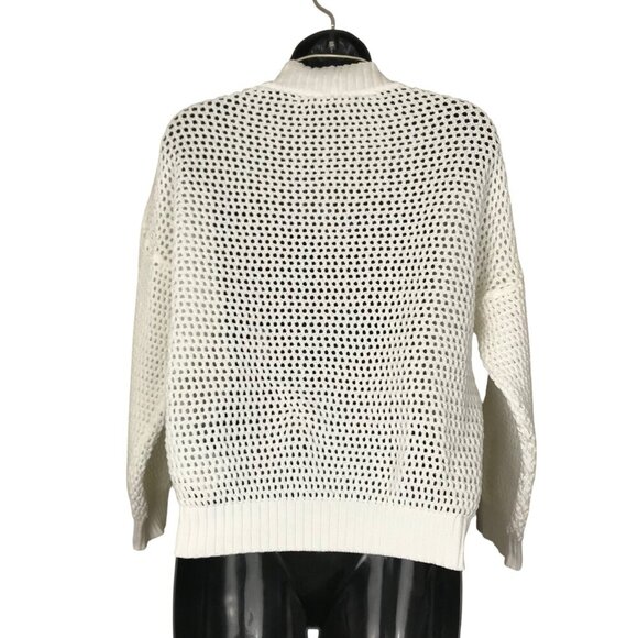 Max Mara Studio Crochet Like White Cotton Blend Cardigan Size M - Picture 5 of 8